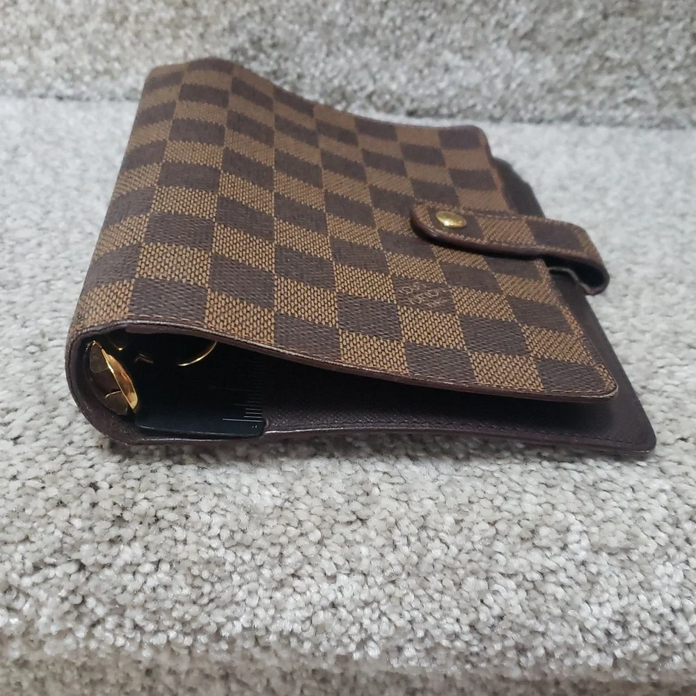 Louis Vuitton Damier Ebene Checkered Brown Planner Agenda Authentic mm size